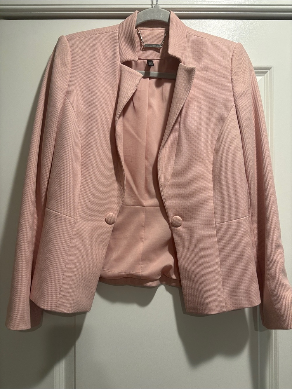 White House Black Market Pink Open-Front Tailored Blazer